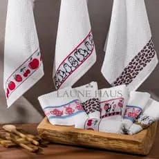 Pano De Prato Kit Com 05 Peças Atoalhado Atacado Gourmet