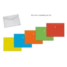 Kit Com 10 Pastas A4 C/ Botão De Pressão Cores a Escolha