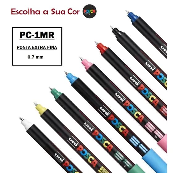 Caneta Posca PC-1MR Ponta Fina Pin Type 0,7mm a Escolha