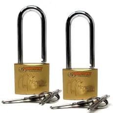 Kit 2 Cadeado de 32 mm latão pequeno com haste longa para armário portão com 3 chaves