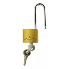 Cadeado Haste Longa Grande 32mm Portão C/ 3 Chaves Para Armário Mala Janela Portão Dourado