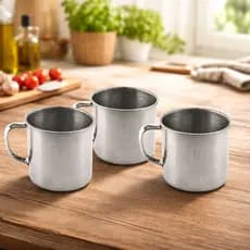 Kit 3x Caneca Metal 180ml Xícara Escolar Creche Drink Bar
