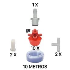 Kit com 10 Bebedouros Automáticos para Aves e Galinhas (Copo + Conexão + Espigão)