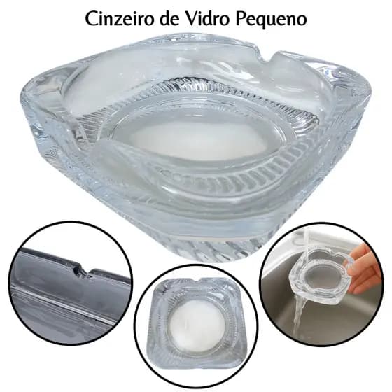 Cinzeiro De Vidro Pequeno Para Casa Mesa Vidro Transparente Bar Restaurante