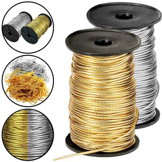 Cordão Elástico Metalizado Ouro Ou Prata Roliço Com 1,5 Mm