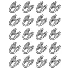 Kit Grampo Leve para Cabo de Aço Galvanizado 1/8 (3mm) Din741 c/ 20  unidades