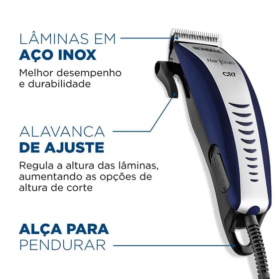 Maquina de Cortar Cabelo Pelo Barriga Peito+ Acessórios Mondial CR02 Cr07 220v