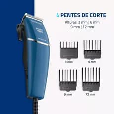 Maquina de Cortar Cabelo Barba Pelo do Corpo Mondial CR-10 BIVOLT Com 4 pentes