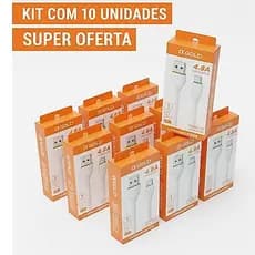 Kit 10 Cabo USB Celular Carregar Tipo C Iphone V8 Turbo Carregamento Rápido 4.8A Qualidade Agold