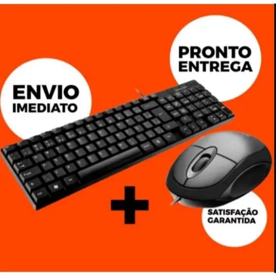 Mouse e Teclado USB Com Fio Computador Notebook Barato Kit