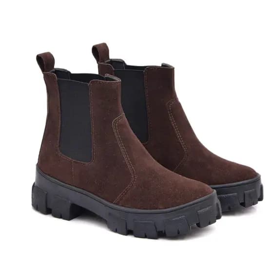 Bota Feminina Chelsea Camurça Café Dhaffy