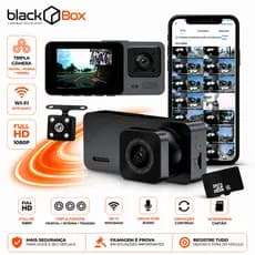 Black Box GP3 - Câmera Veicular Wifi Tripla Interna Traseira Full HD (Automotiva Carro Uber App)