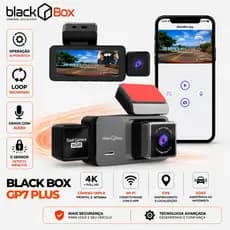 Black Box GP7 PLUS - Câmera Veicular, 4K, WIFI, GPS, ADAS, Dupla (Frontal + Interior), Visão Noturna