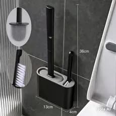 Escova de Silicone 2 em 1 para Vaso Sanitário - Base de Banheiro Privada, Alta Eficiênci