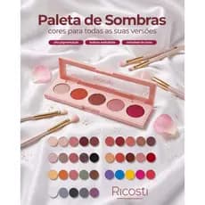 Ricosti • Paleta de Sombras Vegana • 8,5g • Alta Pigmentação • Longa Duração • Fácil de Esfumar