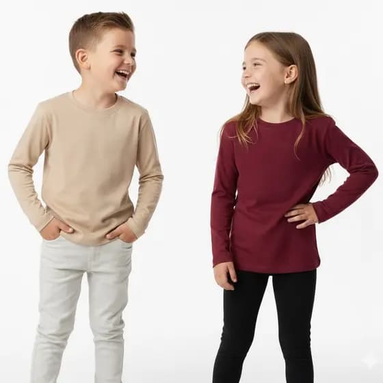 Kit 3 Camiseta Manga Longa Infantil Unissex Básica Escolar 100% Algodão