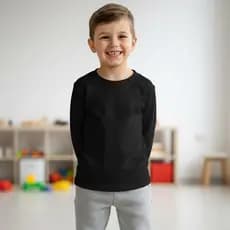 Camiseta Infantil Manga Longa Masculina Escolar Básica Malha 100% Algodão