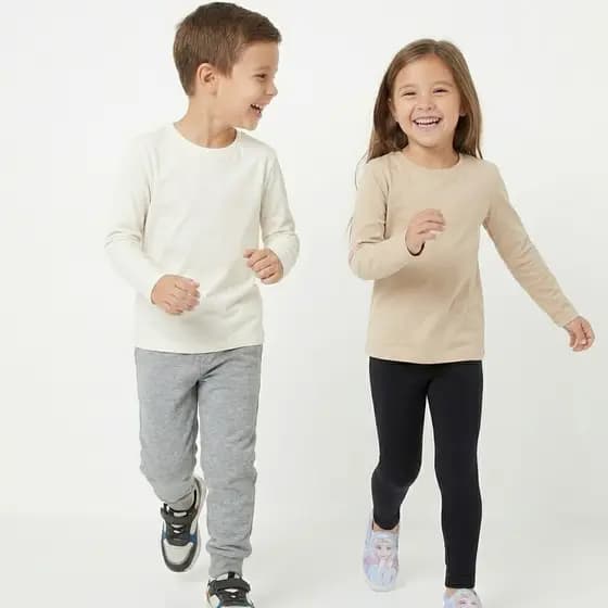 Kit 2 Camiseta Manga Longa Infantil Básica Escolar Unissex Inverno Menino Menina 100% Algodão
