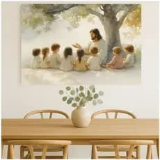 Quadro Jesus Religioso - Jesus e as Crianças Quadro de Oração Hall