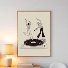 Quadro Decorativo Arte Toca Retrô Danã Disco Minimalista Para Escritório Quarto Sala Hall