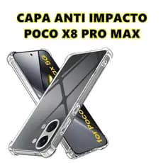 Capa Anti Impacto Para Poco X8 Pro Max Capinha Transparente Com Borda De Silicone P/ Celular Pocophone X8 Pro Max