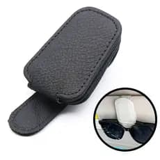 Suporte de Óculos para Carro Porta Óculos Clipe Magnético em Couro PU p/ Viseira Veicular Universal