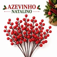 Azevinho Artificial de Natal Vermelho Enfeite para Árvore Guirlanda Arranjos Decoração Natalina Kit 5 10 15 20