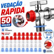 Kit 50 Peças Veda Rosca Silicone Anti Vazamento Torneira 1/2 3/4 Junta Vedação Sem Fita Hidráulico