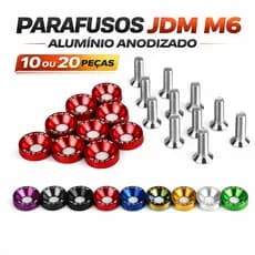 Conjunto Arruelas e Parafusos M6 JDM Alumínio Anodizada Tuning Motor Para-Choque Carro 10x/20x Peças