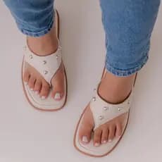 Tamanco Feminino Plataforma  Flat Flatform Papete  Confortável Aplique Metalizado Na Tira