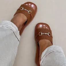 Papete Feminina Confortável Flatform Enfeite Bridão Elegante Casual Chic