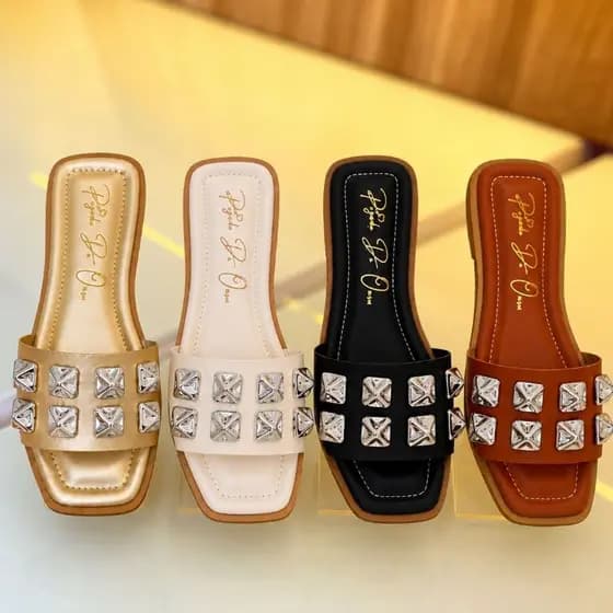 Kit 2 Sandália Rasteirinha Feminina Leve Moderna Elegante Flat Confortável Metal Orgânico Lançamento