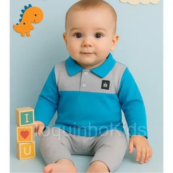 Conjunto para bebê menino calça e blusa manga longa estiloso