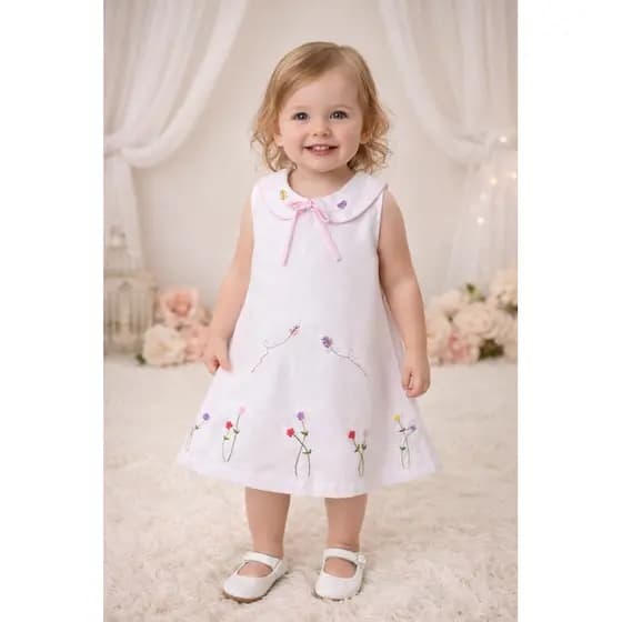 vestido Livia bordado a mão infantil bebês