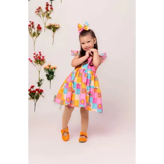 vestido docinho coração infantil anviversario passeio