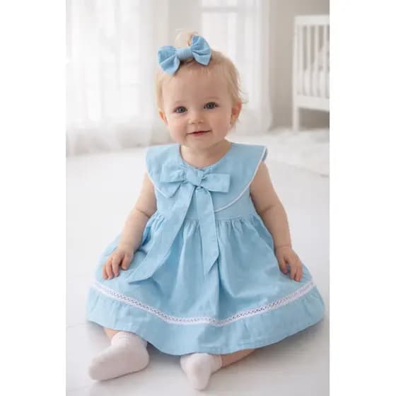 vestido íris azul claro baby laço atemporal