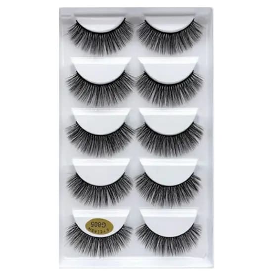 Cartela com 5 pares cílios Postiços G805 - Linha Premium 3D -TIPO MINK HAIR