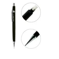 Lapiseira preta com Borracha e grafite 0.5 mm Tecnica  Metal Tech Bazze material escolar para estudante Universitário