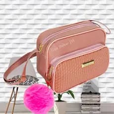 Bolsa Feminina Pequena Transversal Alça regulavel 3 BOLSOS + POMPOM