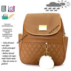 Mochilinha Feminina De Costas Pequena Bolsa Feminina Estilosa Escola Faculdade CHAVEIRO POMPOM