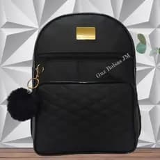 Mochila Feminina Bolsa de Costa c/ Alças Reguláveis 3 Ziper + Chaveiro de POMPOM Promoção