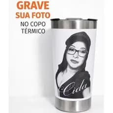 Copo Térmico Personalizado Foto Nome Logo Inox Com Tampa 473 ml