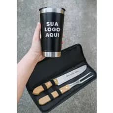 Kit Completo para Churrasco com Facas e Tábua de Madeira
