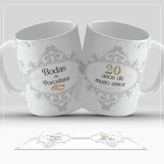 Caneca Personalizada Bodas – Porcelana a Pérola | Presente Aniversário de Casamento