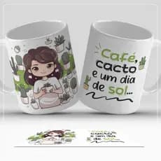 Caneca Cactos e Suculentas com Frases Positivas – Presente Criativo e Delicado
