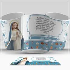 Caneca com Oração e Santo Católico | Caneca Religiosa de Porcelana 325ml – Vários Santos