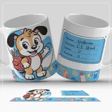 Kit Escolar Personalizado: Caneca + Toalhinha - Com ou Sem Nome e Série