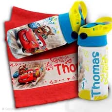 Kit Escolar Personalizado Garrafa e Toalhinha - com nome