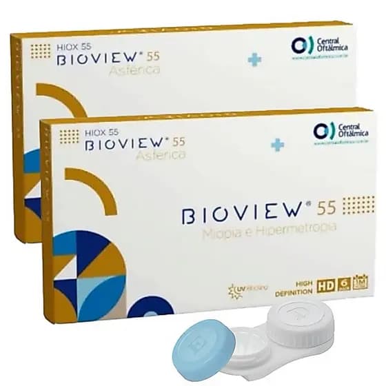 2 Caixas Lentes de Contato Bioview 55 Asferica Graus Baixos e Graus Altos