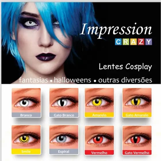 Lentes de Contato Colorida Cosplay Fantasia Halloween Impression Crazy